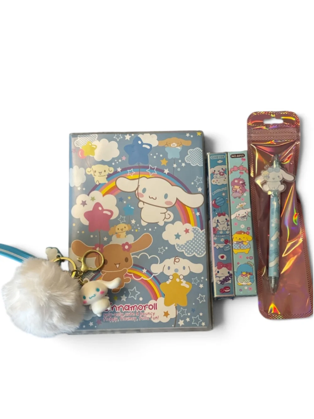 Sanrio Cinnamoroll Stationery Set Notebook and Pen keychain One Size Blue Pink